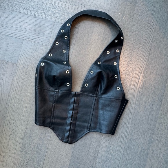 Princess Polly Black Crop Top with Silver Accents - Picture 2 of 2